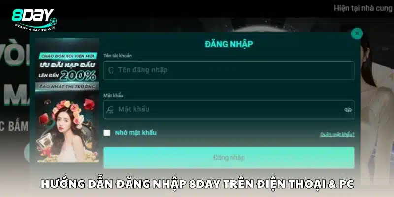 Cách đăng nhập 8Day bằng điện thoại và máy tính