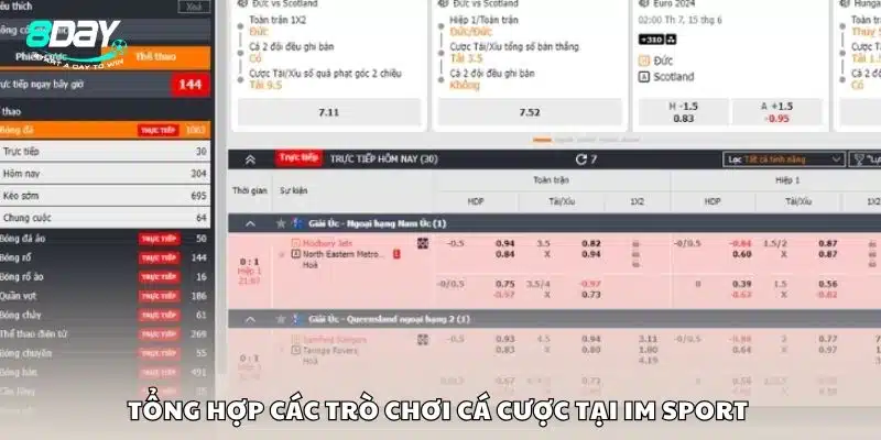 Tổng hợp các trò chơi cá cược tại IM Sport 